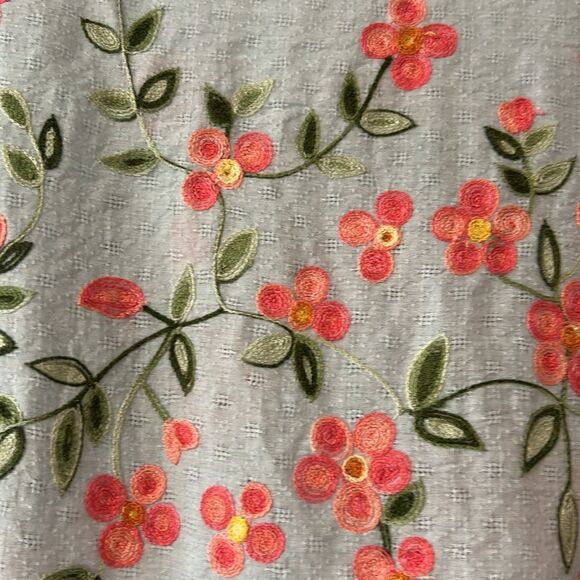 Blue Pink Bohemian Floral Pop Over Shirt Cover Up One Size - Picture 2 of 9